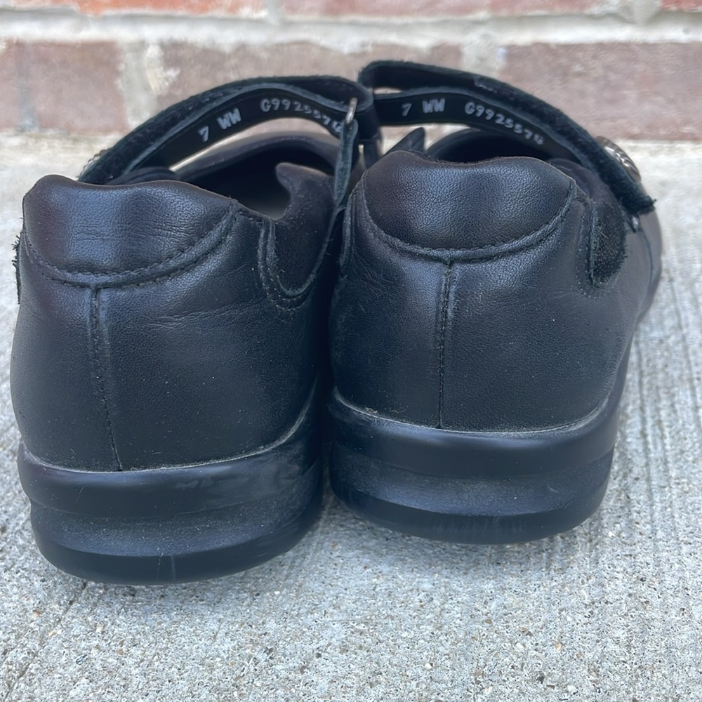 SAS Step Out Tripad Comfort Black Leather Mary Jane Flat Shoes Women's Size 7 WW - Picture 4 of 6